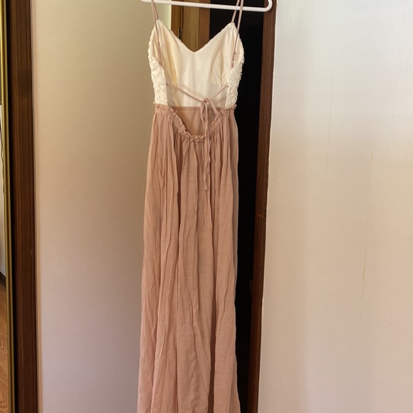 Long pink and white dress, open back, size M, - Picture 2 of 2